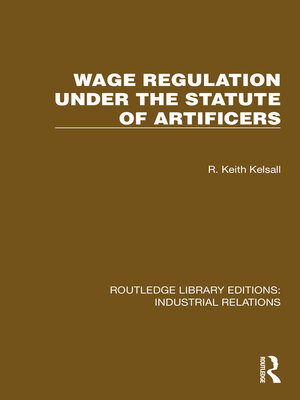 cover image of Wage Regulation under the Statute of Artificers